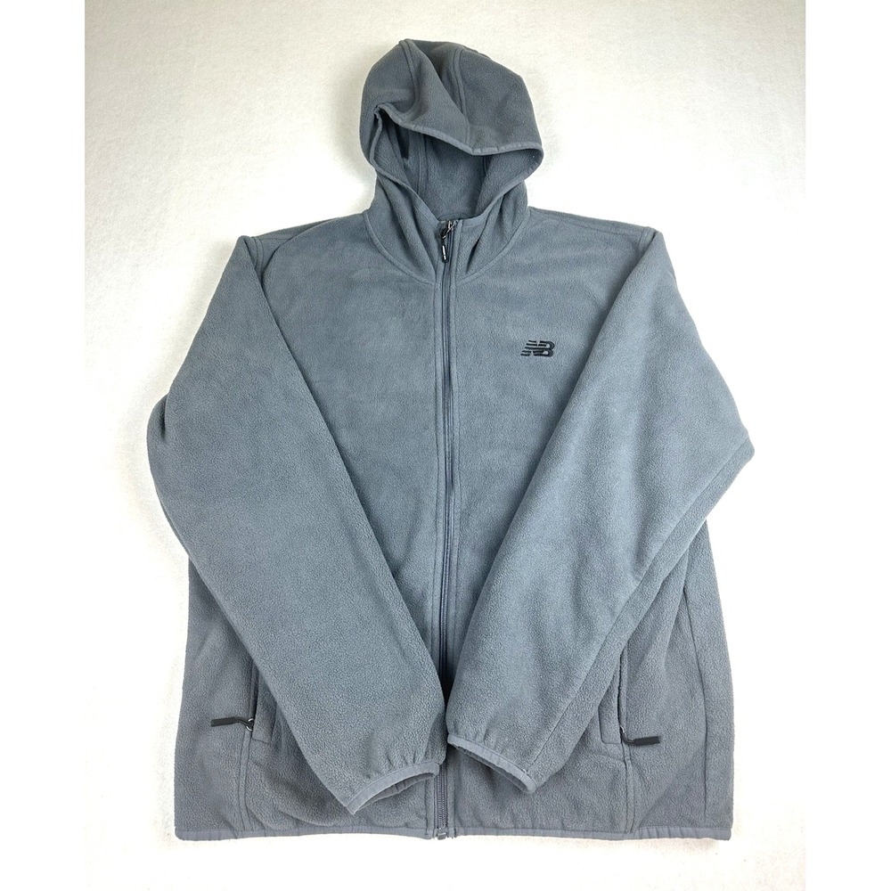 New Balance Men's Hoodie Full Zip Fleece Hooded Size M Medium Gray